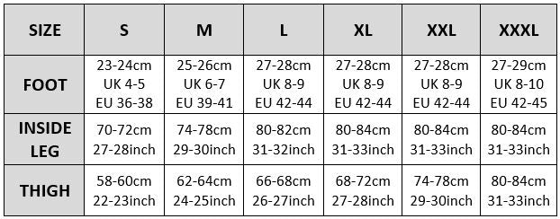 Fiore hold-ups and stockings size chart