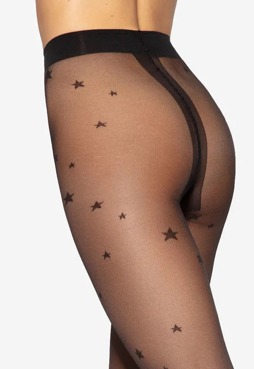 Amalia 01 Polka Dot Patterned Black Sheer Tights at Ireland's