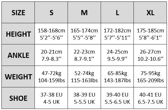 Golden Lady compression tights size chart