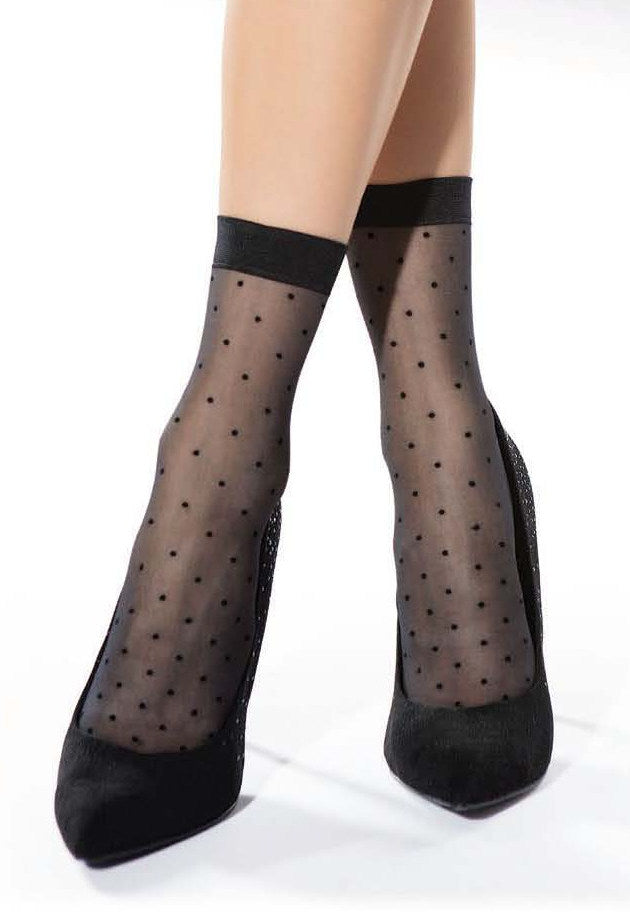 Whisper Polka Dot Patterned Black Nude Sheer Socks at Ireland's Online ...