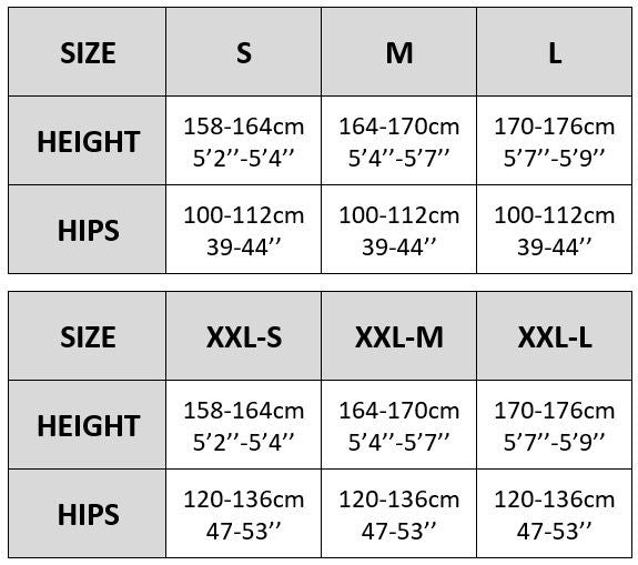 Wola tights size chart