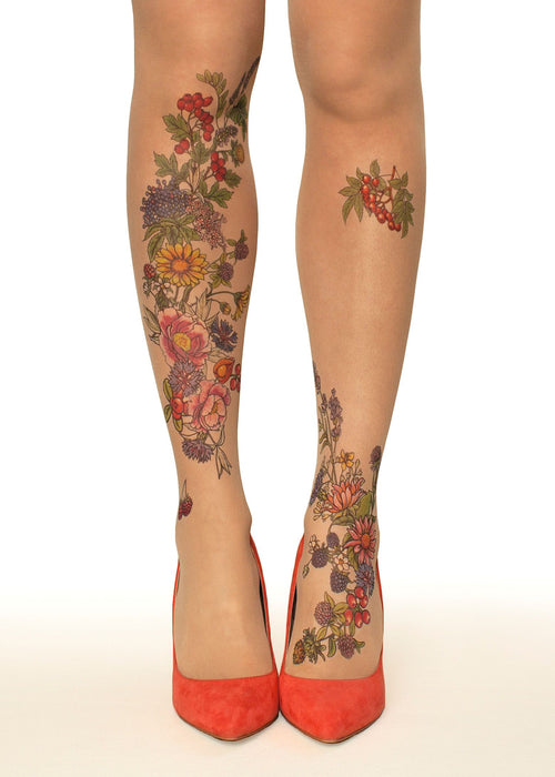 Earthquake Cracks Tattoo Print Tights Nude & Black One-Size Opaque By  Zohara : Amazon.in: Fashion