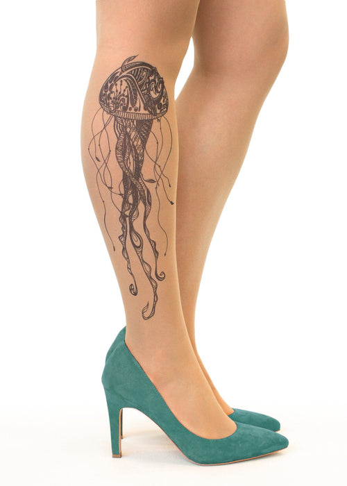 Tattoo Tights With Flowers Print, Handprinted Womens Pantyhose,trendy Tattoo  Tights 