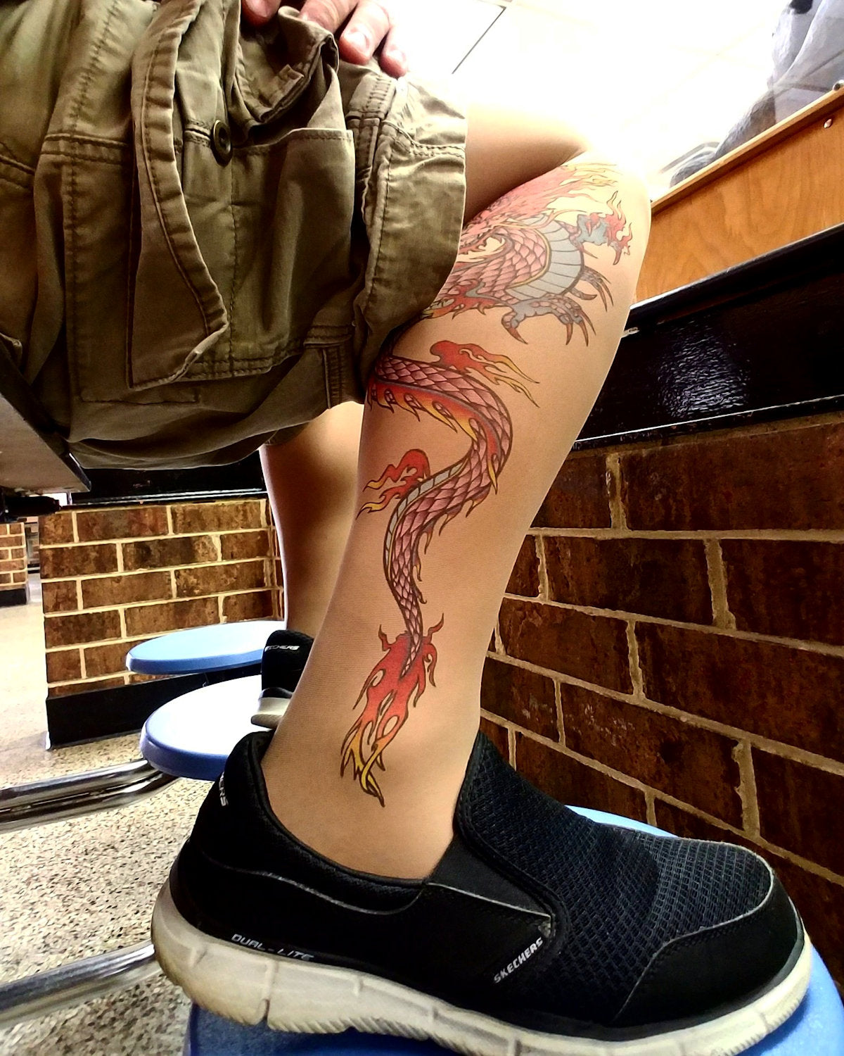 Boston Rogoz Tattoo  Tattoos  Flower Cherry Blossom  Dragon lower leg