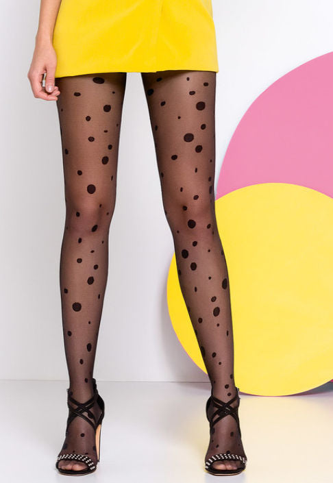 Puntina Polka Dot Patterned Black Sheer Tights at Ireland's Online