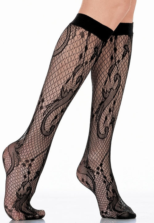 Sheer, opaque, wool, fishnet & lace patterned knee-high socks at ...