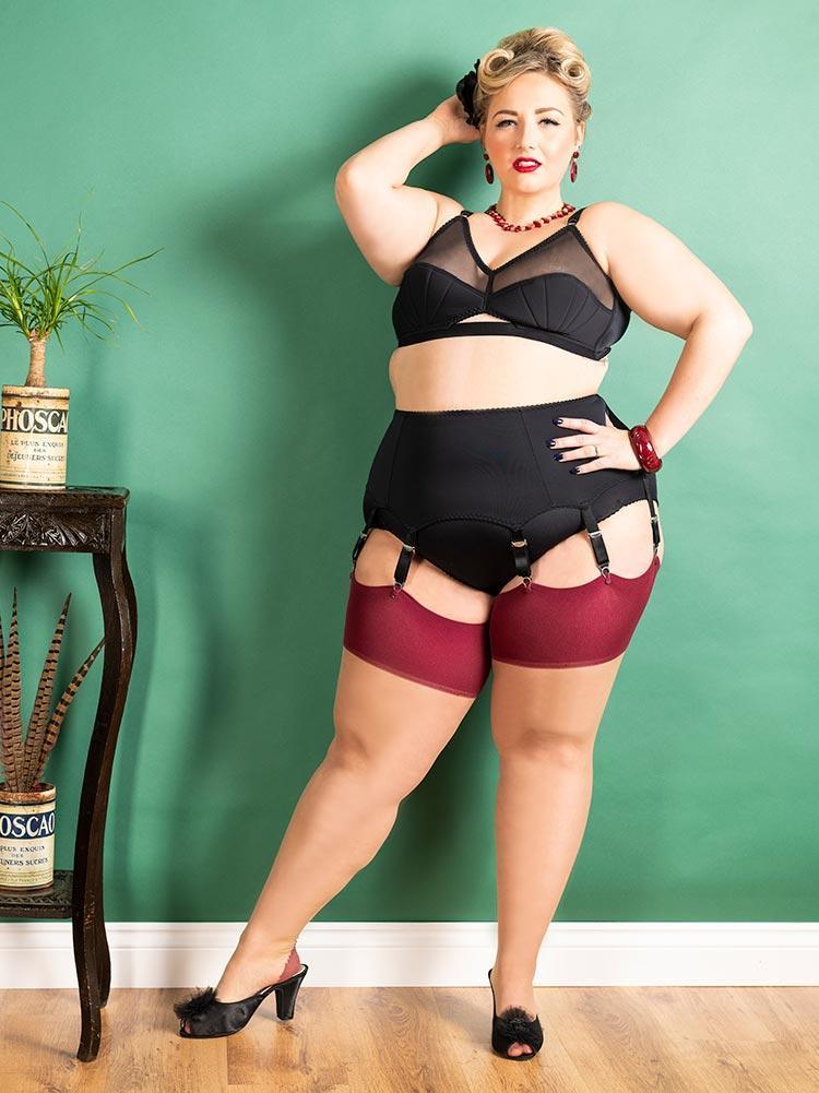 Plus Size Stockings 1950s Claret Seamed Stockings - What Katie Did Ltd