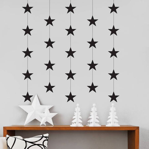 Black Christmas Star Garland Wall and Window Sticker