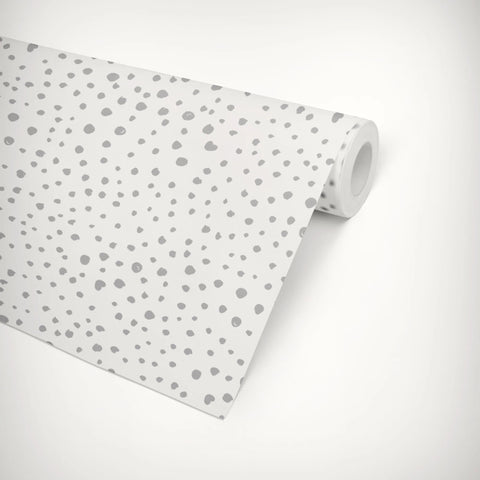 Grey Dalmatian Dots Self-Adhesive Wallpaper Roll