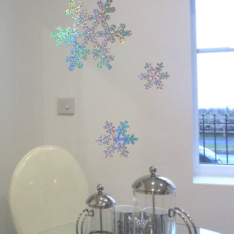 Holographic snowflake stickers