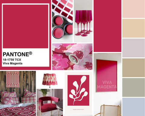 Pantone colour of the year 2023 viva magenta, how to use in home decor