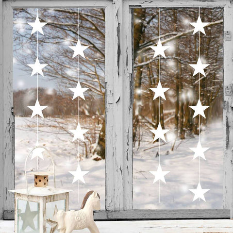 White Star Garland Sticker on a Window