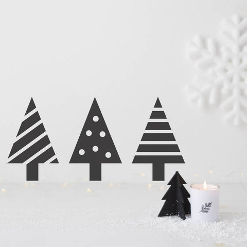 Set of 3 festive tree stickers