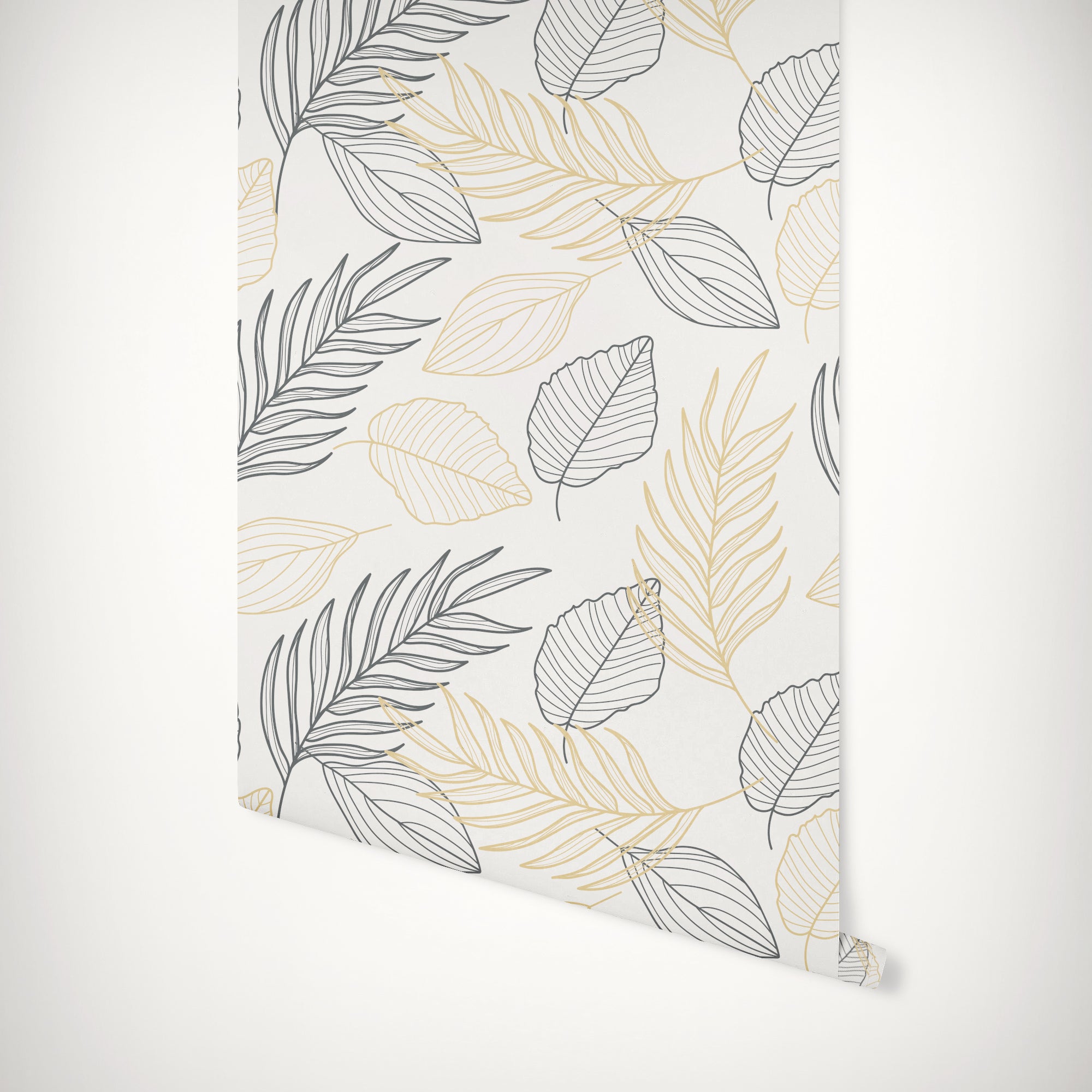 Gold And Black Palm Leaves Self Adhesive Wallpaper – Nutmeg Studio