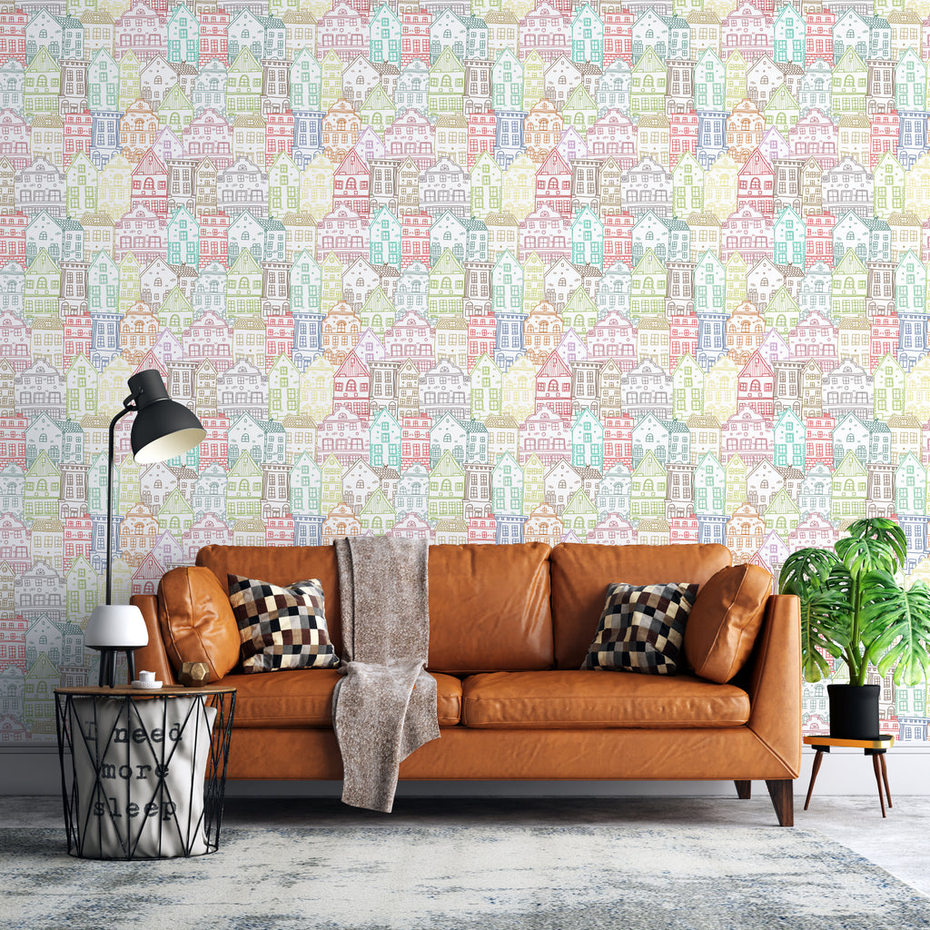 Handrawn Houses Self-Adhesive Wallpaper – Nutmeg Studio