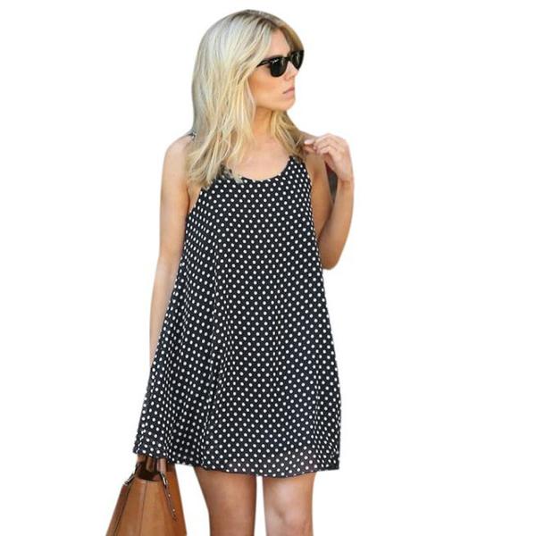 Polka Dot Sleeveless Summer Beach Dress