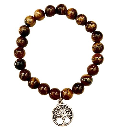 Tiger Eye And Tree Of Life Stretch Bracelet