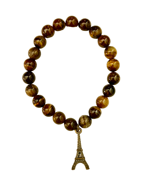 Eiffel Tower And Tiger Eye Bracelet