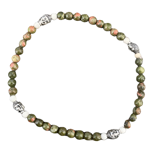 Unakite And Buddha Stretch Necklace