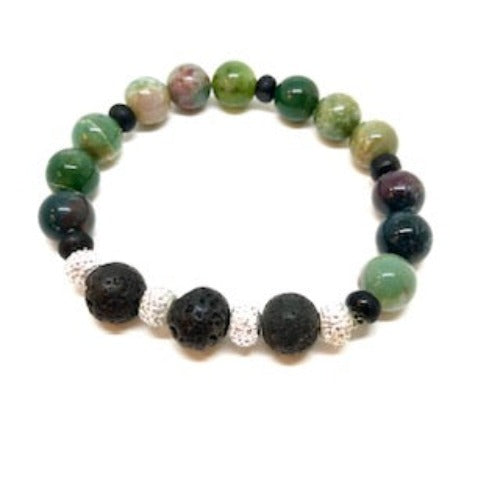 Jasper and Lava Bead Stretch Bracelet