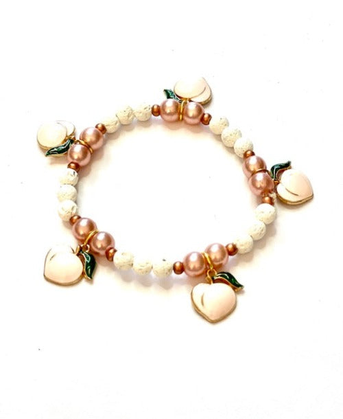 Peach and Lava Bead Bracelet