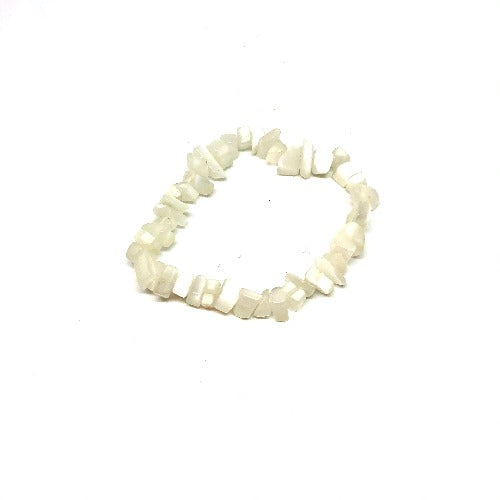 White Moonstone Chip Stretch Bracelet