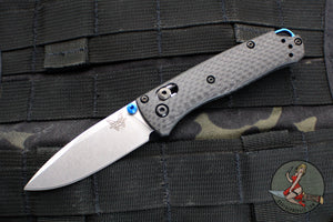 Benchmade Mini Bugout- Carbon Fiber Handle- Stonewash Plain Edge