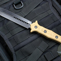 Heretic Nephilim Double Edge Fixed Blade - Battleworn Black with FDE G-10 Scales H003-8A-FDE