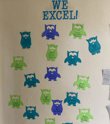 We Excel wall display in classroom