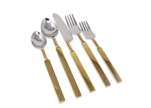 20 Pc Flatware Set with Gold Square Handles - Service For 4 - Inspire Me! Home Decor - Flatware Service For 4