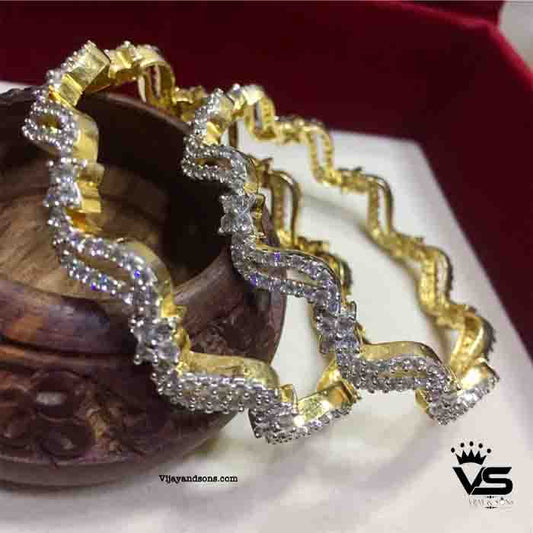 American Diamond Gold Polish Finished Bangles freeshipping - Vijay & Sons