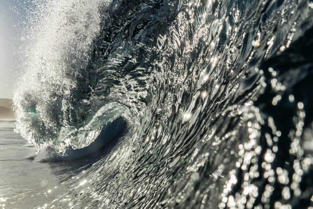 Inside the break of a wave at Cerritos beach in Baja Sur, Mexico