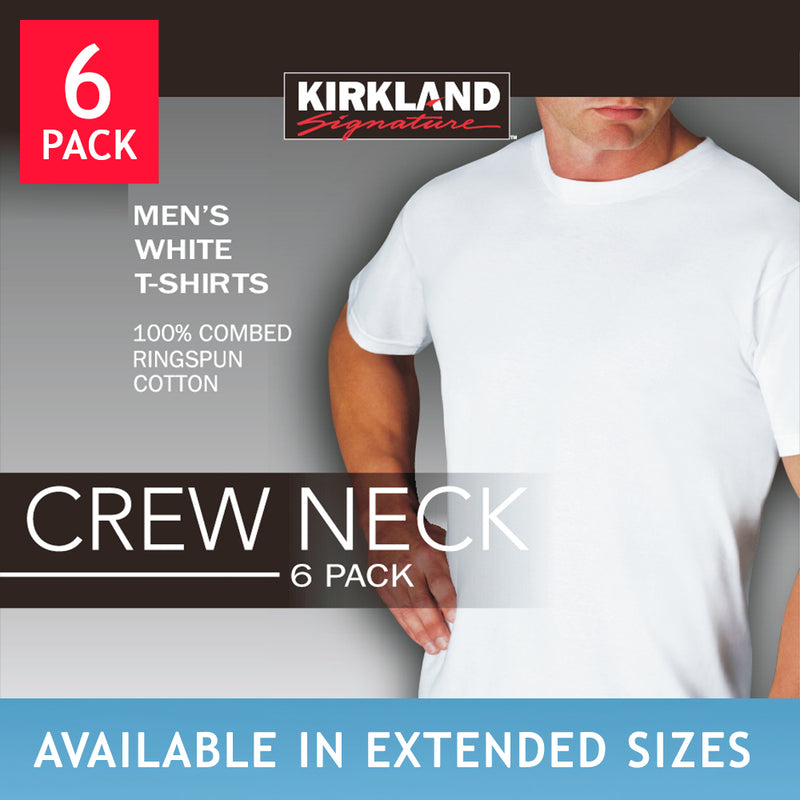 Kirkland Signature Crew Neck Tee 6-pack, WhiteKirkland Signature Men's Crew Neck Tee 6-pack, White