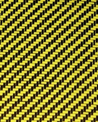 Fibra de carbono/tela de kevlar amarilla Dogbone (I/H) tejido 3k/1500d  50/127cm 5.96oz/202gsm - 50 x 36