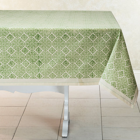Green print tablecloth