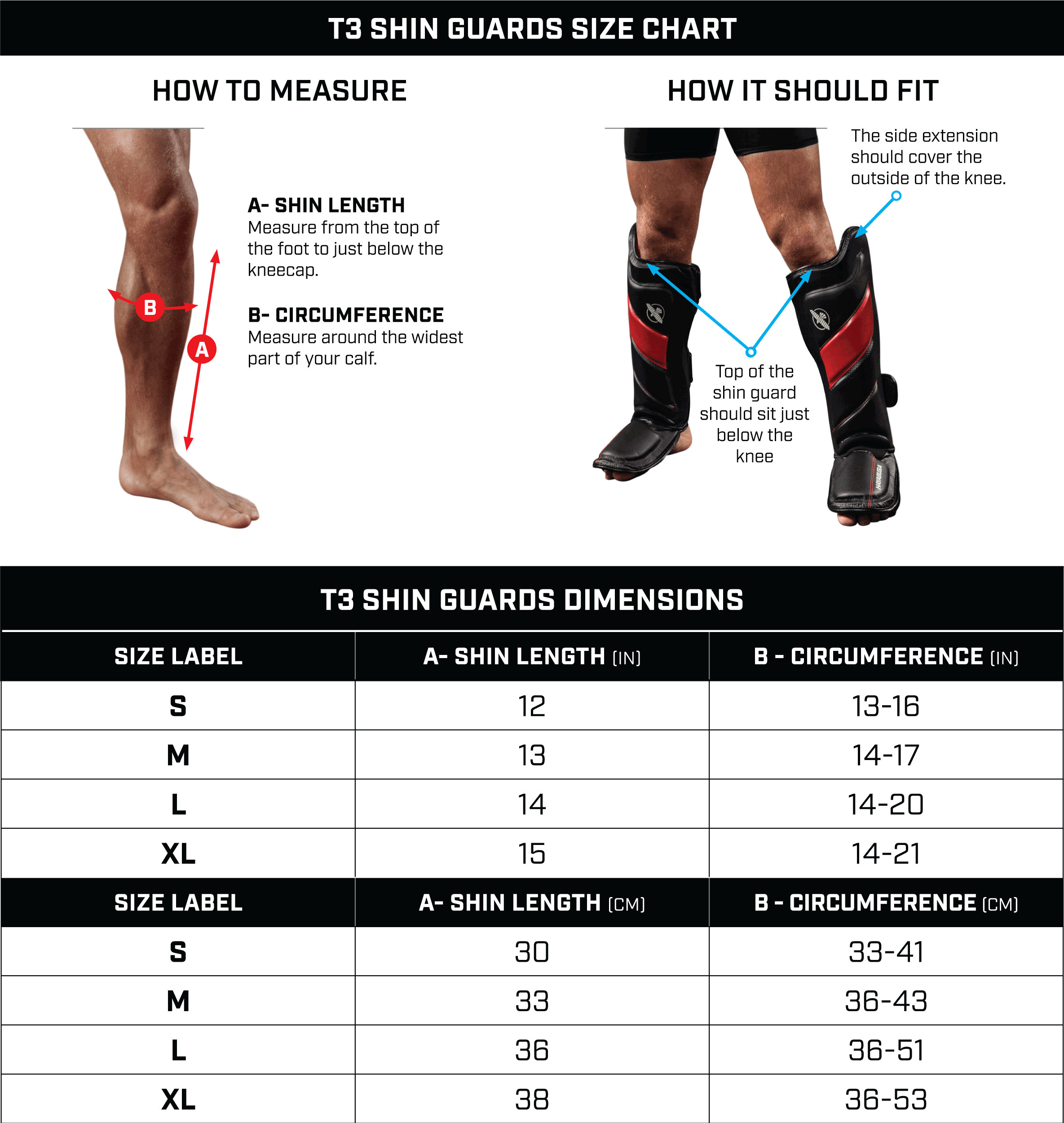 Venum Spats Size Chart