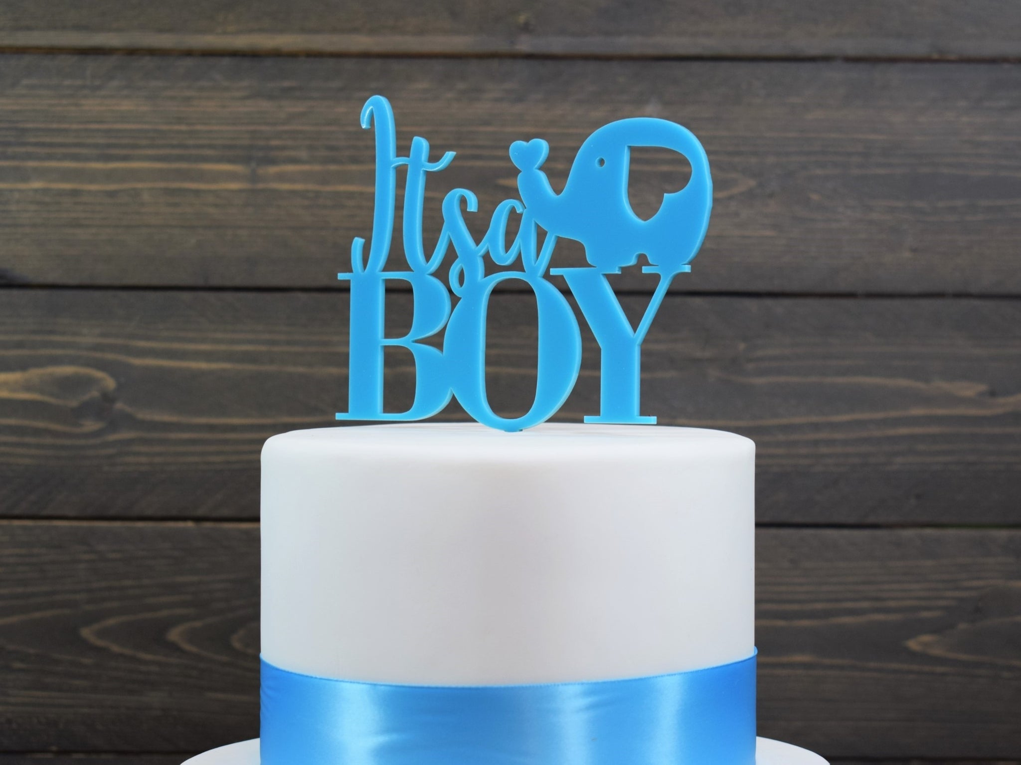 elephant cake topper baby shower boy