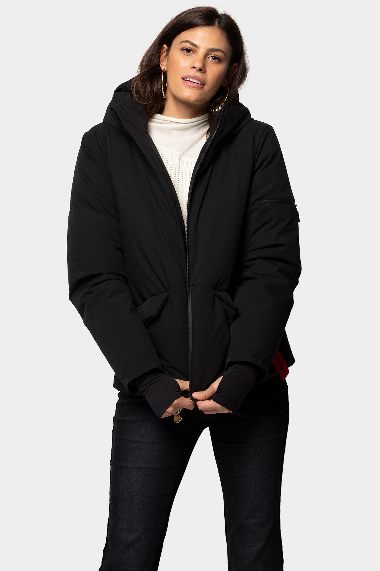 black puffer jacket short