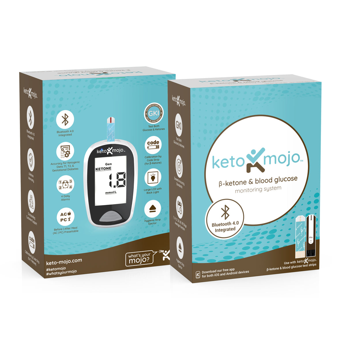 KetoMojo Bluetooth Glucose & Ketone Meter Kit KETOMOJO