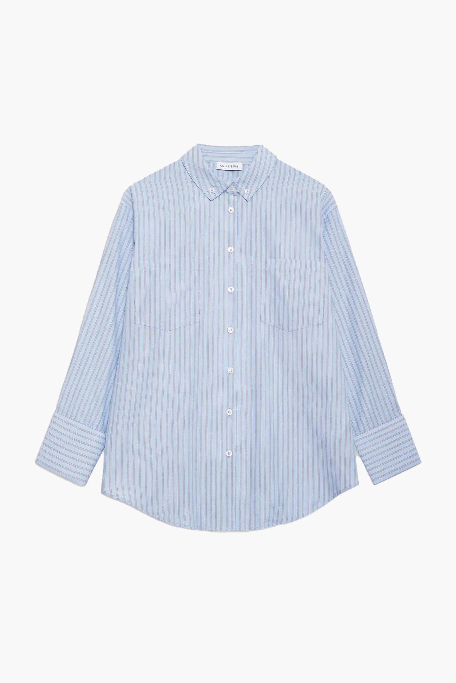 Anine Bing - Annie Bing Mika shirt in Blue Stripe on Designer Wardrobe