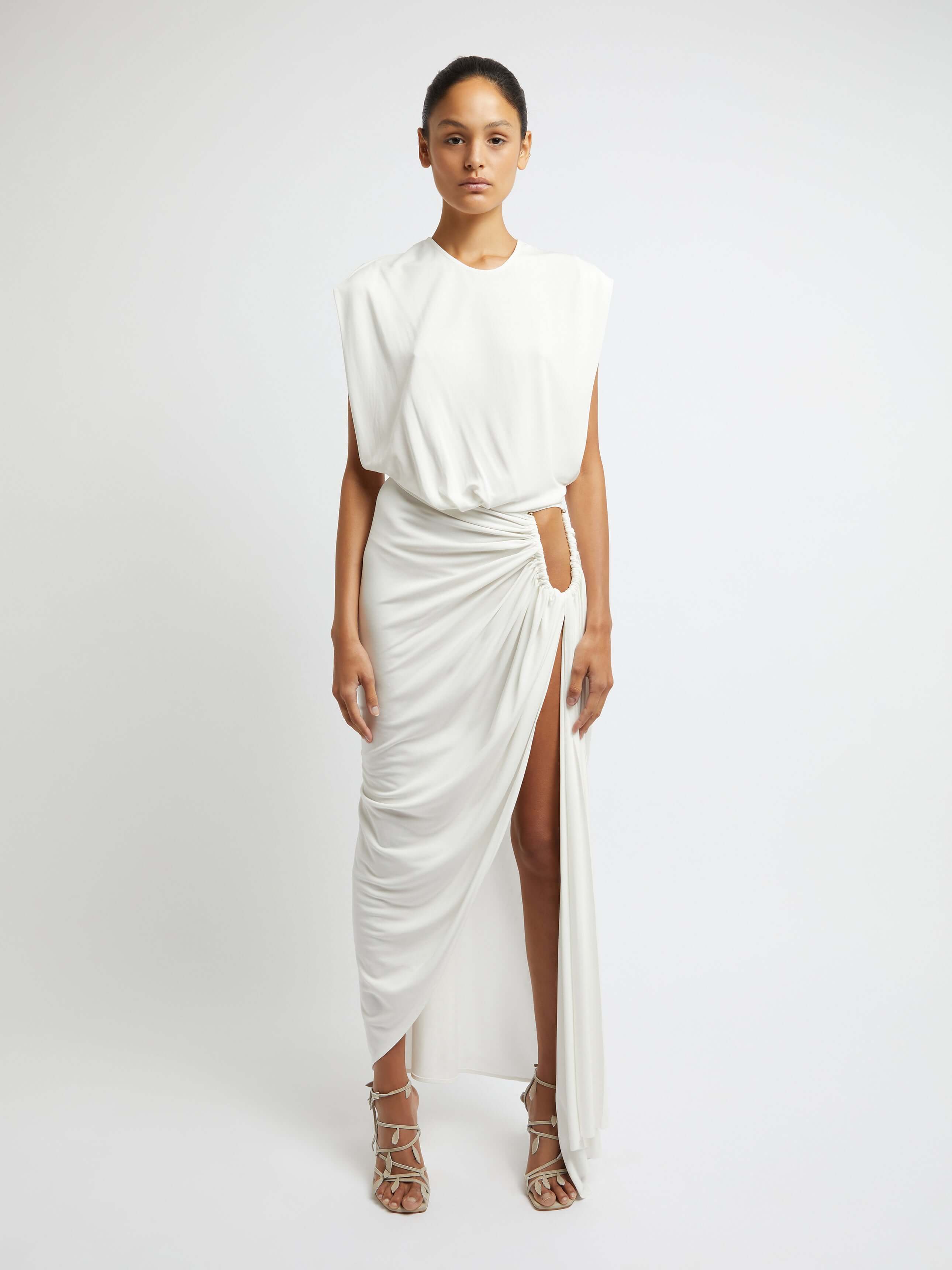 Christopher Esber Arced column dress is stocked in a size 4