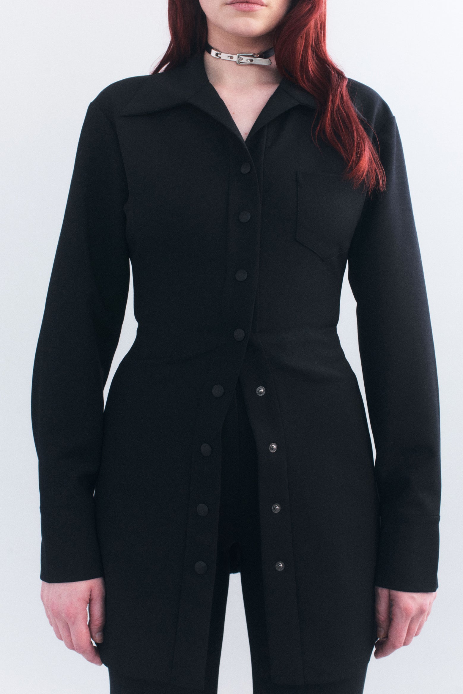 BEATRIX STRETCH WOOL LONGLINE SHIRT