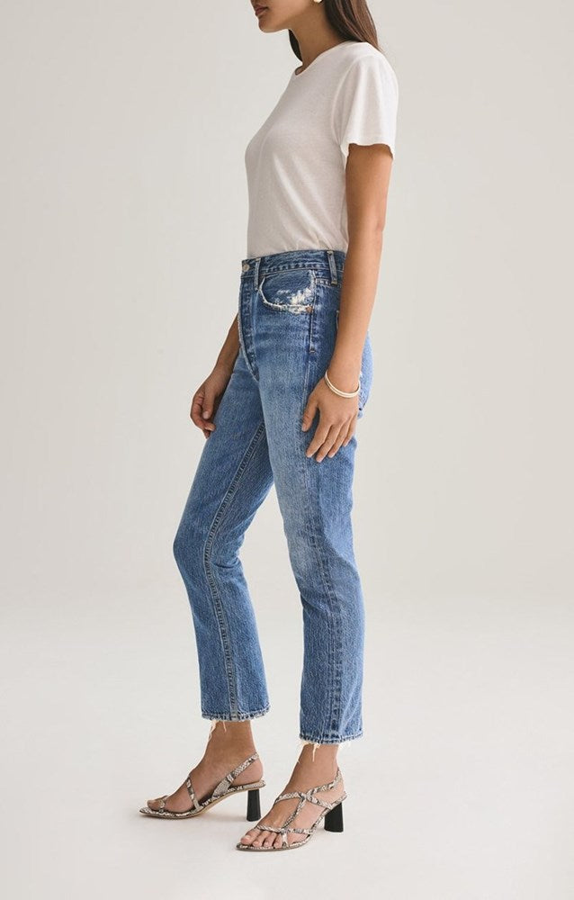 agolde riley high rise crop jeans