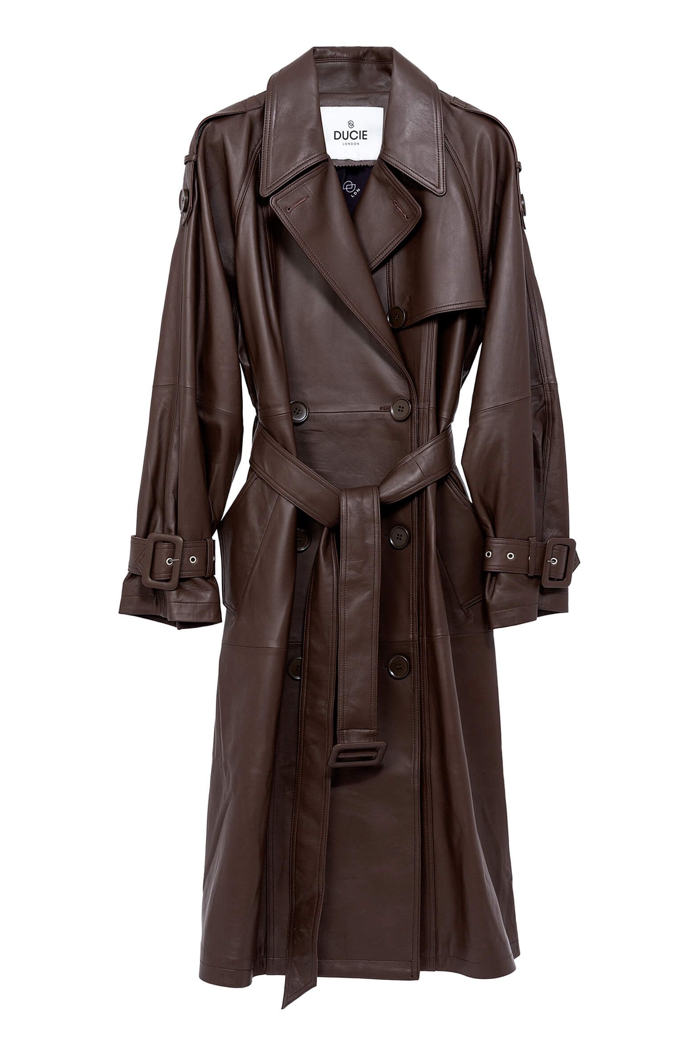Ducie London | Chocolate Brown Exclusive Leather Trench Coat | The New ...