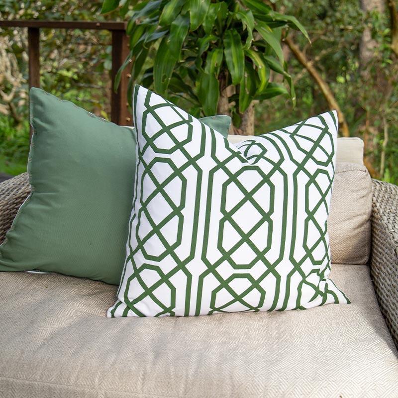 green and white cushions