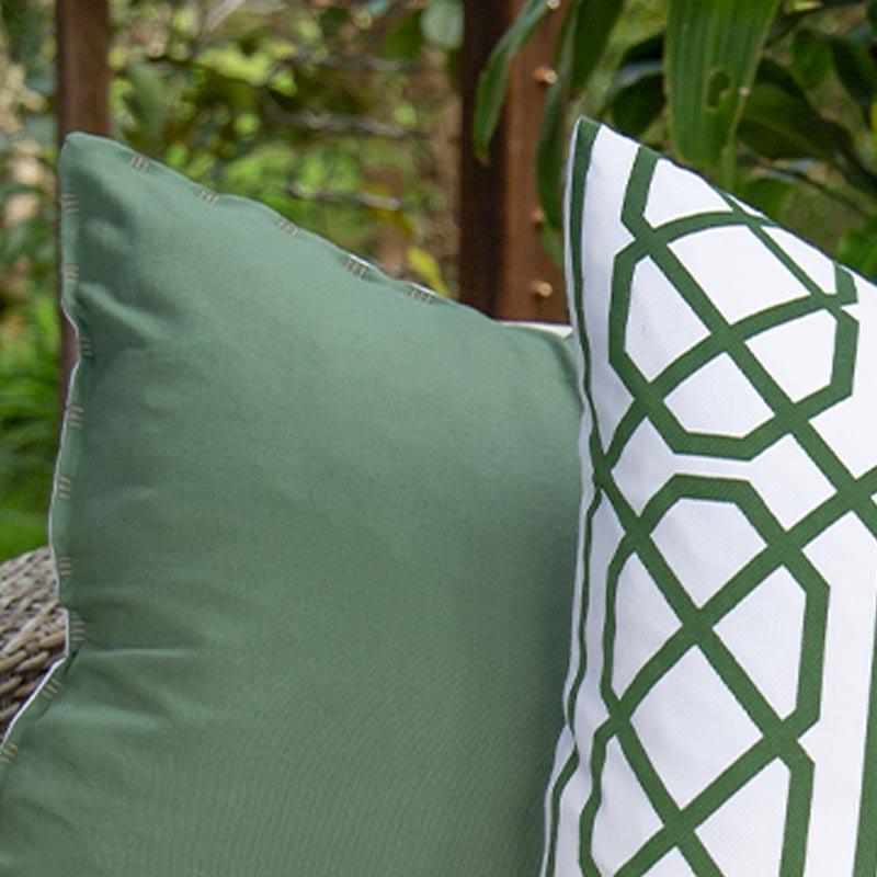 green and white cushions