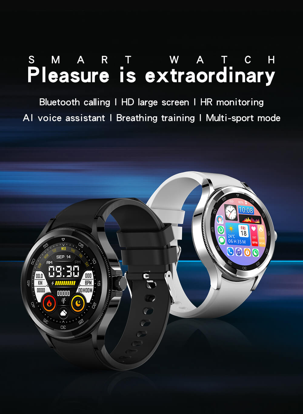 Findtime Smart Watch Bluetooth Llamadas Presión arterial Ritmo cardíaco Monitoreo de oxígeno en sangre