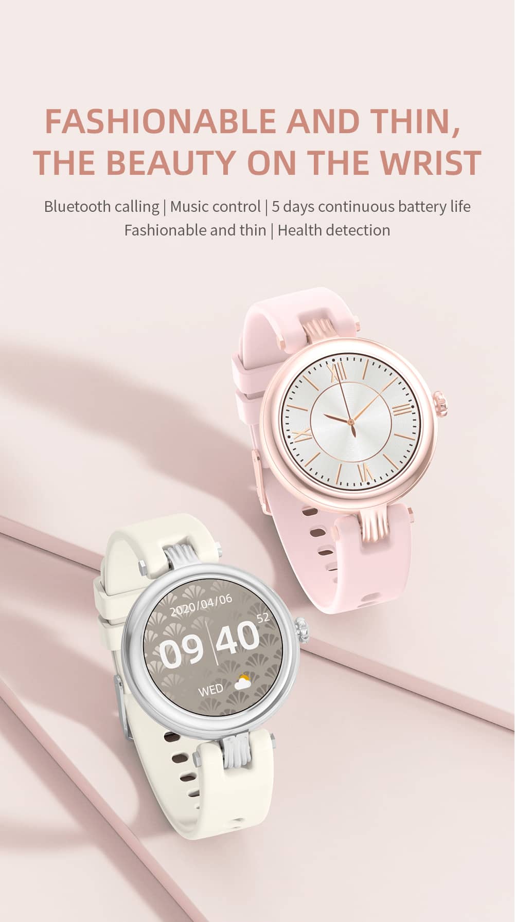 Findtime Smartwatch für Damen, Bluetooth-Anrufe, Blutdrucküberwachung