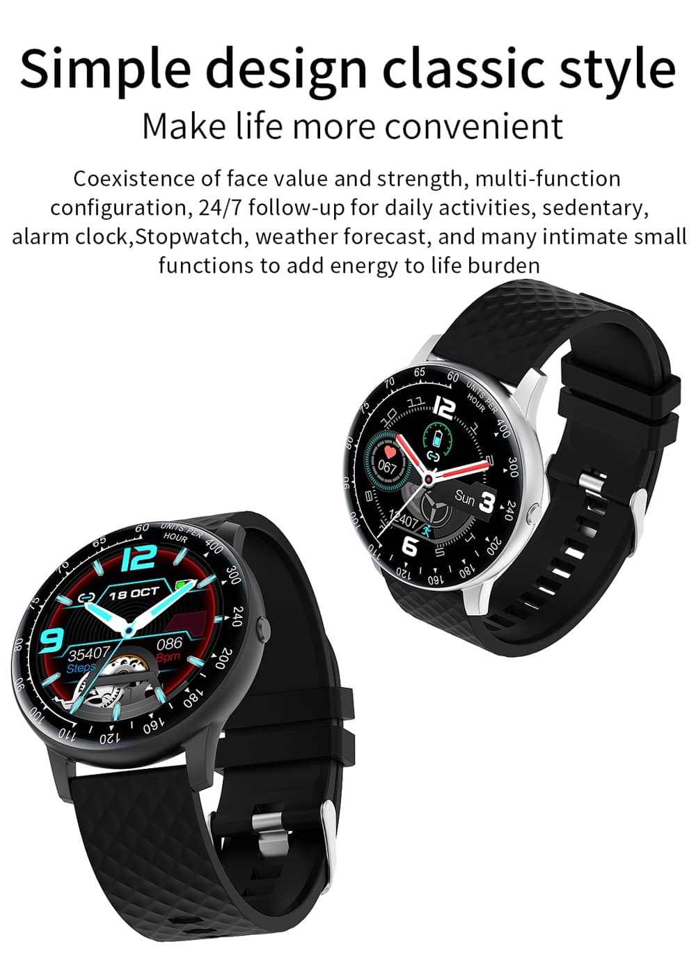 Smart Watch with Heart Rate Blood Pressure Monitor Female Cycle Reminder-Findtime