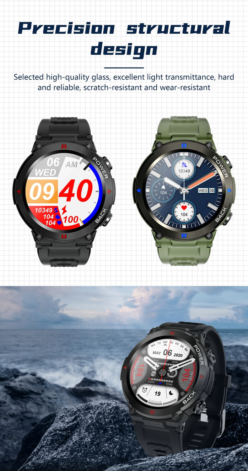 Findtime Military Smartwatch Blood Pressure Monitor Heart Rate Blood Oxygen Bluetooth Calling IP68 Waterproof